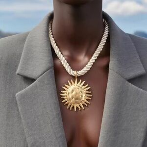 Zara Gold Sunburst Pendant Necklace